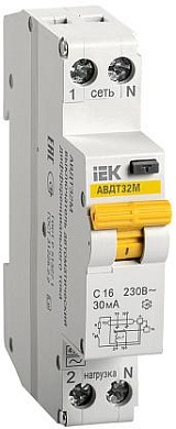 Выключатель автоматический дифференциального тока 2п C 32А 30мА тип A 4.5кА АВДТ-32М ИЭК MAD32-5-032-C-30