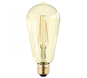 Лампа светодиодная "IN HOME" SТ64-deco 220В  7Вт E27 3000K 630Лм (золотистая ретро)