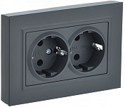 Розетка   2-я С/П З/К в сборе /графит/ BRITE "ИЭК" (BR-R24-16-K53-F)
