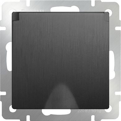 Механизм РОЗЕТКИ  1-мест. с/п з/к c крышкой/шторки (WERKEL) (графит рифленый) (WL04-SKGSC-01-IP44)