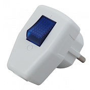 Вилка c з/к белая с выключателем 16А  "ЭРА" (Б0039675)