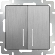 Механизм ВЫКЛЮЧАТЕЛЯ  2кл. с/п с подсветкой  (WERKEL) (серебряный  рифленый)(WL09-SW-2G-LED)