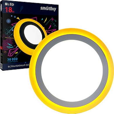 Светильник светодиодный "Smartbuy" круг с желтой подсветкой 18Вт 6500К IP20 (SBL1-DLB-18-6K-O)