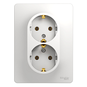 Розетка 2-мест. с/п з/к белый (SCHNEIDER GLOSSA ) (GSL000124) 