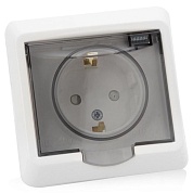 Розетка  П/Г З/К с крышкой  /белый/(Lexel Этюд) (РА16-044В)