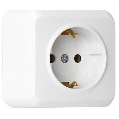 Розетка   1-я  О/П З/К/белая/ Юпитер керамика "Smartbuy" (SBE-03w-16-S1-Z-c)
