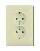 Механизм РОЗЕТКИ 2ая с з/к шторки  Беж ABB Basic 55 [2021-0-0379(20-02 EUKS-92)]