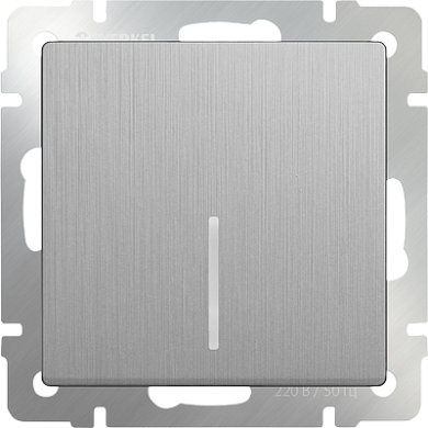 Механизм ВЫКЛЮЧАТЕЛЯ  1кл. с/п с подсветкой проходной (WERKEL) (серебряный рифленый) (WL09-SW-1G-2W-