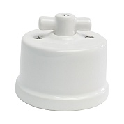 Выключатель 1кл. О/П поворотный проходной пластик белый (KERUDA Basic)