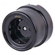 Розетка с заземлением (черный) Ретро WERKEL