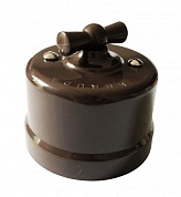 Выключатель 1кл. О/П поворотный проходной пластик коричневый (KERUDA Basic)