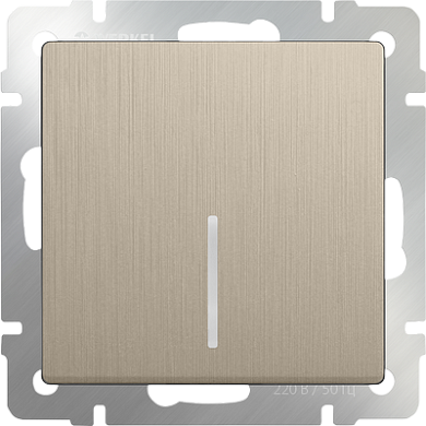 Механизм ВЫКЛЮЧАТЕЛЯ  1кл. с/п с подсветкой проходной (WERKEL) (шампань рифленый) (WL10-SW-1G-2W-LED