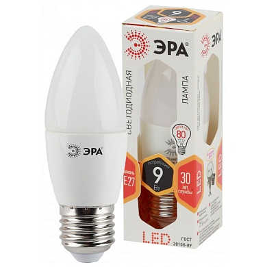 Лампа светодиодная "ЭРА" LED smd B35 9Вт E-27 220В 3000K (свеча матовая)