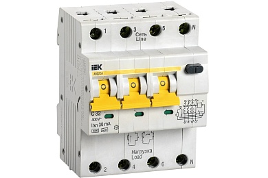 Выключатель автоматический дифференциального тока 4п (3P+N) C 32А 30мА тип A 6кА АВДТ-34 ИЭК MAD22-6-032-C-30