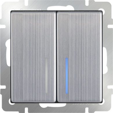 Механизм ВЫКЛЮЧАТЕЛЯ  2кл. с/п с подсветкой проходной (WERKEL) (глянцевый никель) (WL02-SW-2G-2W-LI)